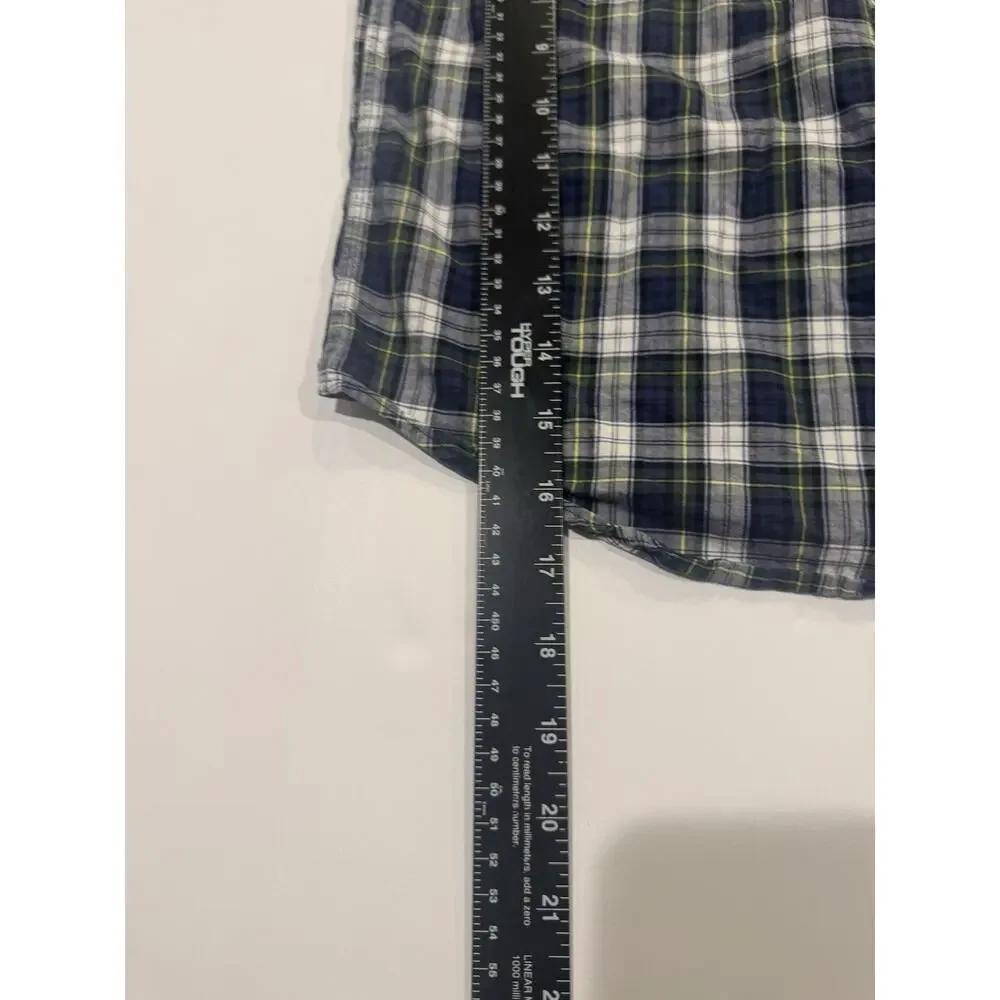 Ralph Lauren Boys Plaid Button Down Shirt 4T Navy Green Cotton Logo